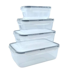 4lü İç İçe Sızdırmaz Contalı Kilitli Kapaklı Plastik Erzak Saklama Kapları LC315