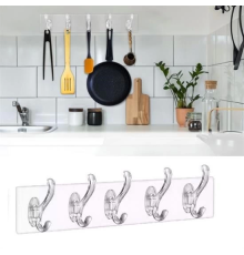 5 'li Güçlü Yapışkanlı Şeffaf Duvar Askısı Banyo Mutfak Düzenleyici Pratik Askılık