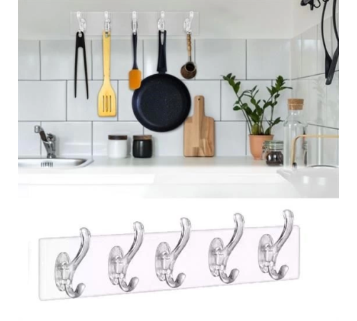 5 'li Güçlü Yapışkanlı Şeffaf Duvar Askısı Banyo Mutfak Düzenleyici Pratik Askılık 5 'li Güçlü Yapışkanlı Şeffaf Duvar Askısı Banyo Mutfak Düzenleyici Pratik Askılık