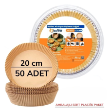 50 Adet 20 cm Air Fryer Pişirme Kağıdı Tek Kullanımlık Yağ Geçirmez Yuvarlak Tabak Model PVC
