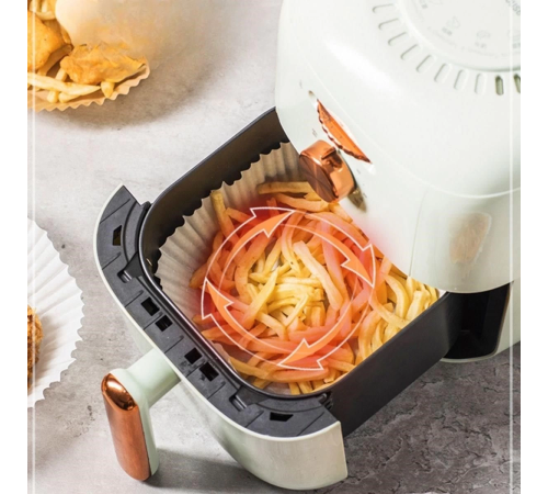 50 Adet 20 cm Air Fryer Pişirme Kağıdı Tek Kullanımlık Yağ Geçirmez Yuvarlak Tabak Model PVC
