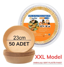 50 Adet Air Fryer Pişirme Kağıdı Tek Kullanımlık  23 Cm Yuvarlak Pişirme Kağıdı XXL PVC li