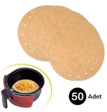 50 Adet Air Fryer Pişirme Kağıdı Tek Kullanımlık Gıda Pişirme Kağıdı Delikli Yuvarlak Model