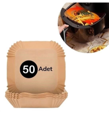 50 Adet Air Fryer Pişirme Kağıdı Tek Kullanımlık Hava Fritöz Yağ Geçirmez Yapışmaz Kare Tabak Model