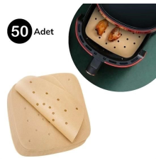 50 Adet Air Fryer Pişirme Kağıdı Tek Kullanımlık Hava Fritöz Yapışmaz Yağlı Kağıt Delikli Model