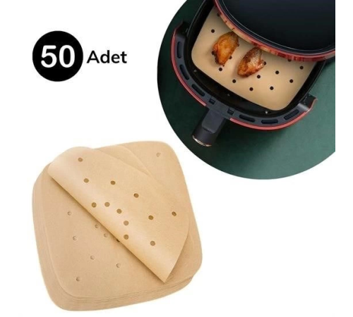 50 Adet Air Fryer Pişirme Kağıdı Tek Kullanımlık Hava Fritöz Yapışmaz Yağlı Kağıt Delikli Model 50 Adet Air Fryer Pişirme Kağıdı Tek Kullanımlık Hava Fritöz Yapışmaz Yağlı Kağıt Delikli Model