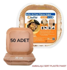 50 Adet Air Fryer Pişirme Kağıdı Tek Kullanımlık Yağ Geçirmez Yapışmaz Kare Tabak Model PVC