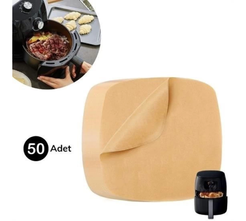 50 Adet Air Fryer Pişirme Kağıdı Tek Kullanımlık Yağ Su Geçirmez Yapışmaz Deliksiz Düz Kare Model 50 Adet Air Fryer Pişirme Kağıdı Tek Kullanımlık Yağ Su Geçirmez Yapışmaz Deliksiz Düz Kare Model