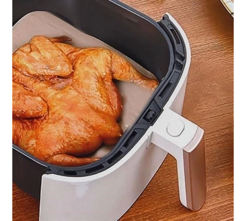 50 Adet Air Fryer Pişirme Kağıdı Tek Kullanımlık Yağ Su Geçirmez Yapışmaz Deliksiz Düz Kare Model 50 Adet Air Fryer Pişirme Kağıdı Tek Kullanımlık Yağ Su Geçirmez Yapışmaz Deliksiz Düz Kare Model