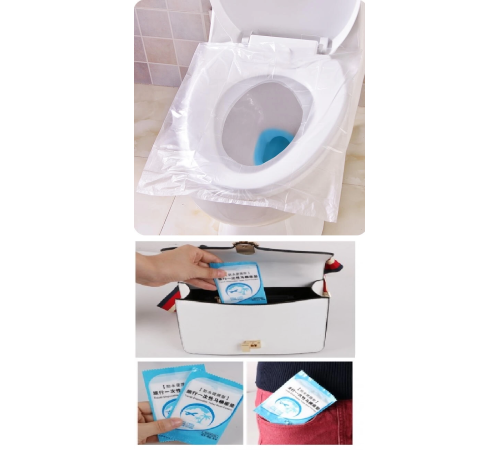 50 Adet Biyobozulur Klozet Kapağı Poşeti Seyahat Tipi Taşınabilir Klozet Kılıfı (336336)