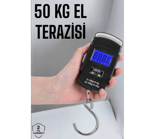 50 Kg El Kantarı Ağırlık Ölçer Dijital Ekranlı Kancalı Portatif
