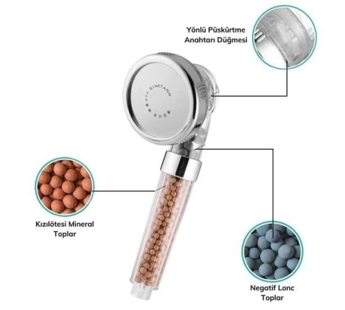 %50 Su Tasarruflu ve Arıtmalı Doğal Taşlı Banyo El Duş Başlığı %50 Su Tasarruflu ve Arıtmalı Doğal Taşlı Banyo El Duş Başlığı