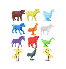 676 Toy Play 12 Parça Renkli Mini Çiftlik Hayvanları Figür Seti 4-6 cm