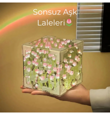 Yansımalı Aynalı Sonsuz Laleli Küp Gece Lambası Kendin Yap Masa Lambası DIY