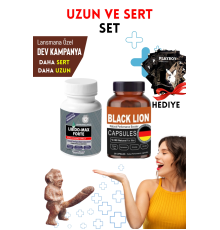 İstekli Max + Black Lion Sertleştiricili Geciktiricili Büyütücülü Etkili Erkek Performans Arttırıcılı Set