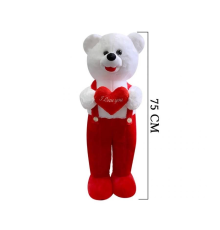75 Cm Çiçekli Tulumlu Ayakta Duran Peluş Ayıcık