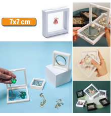 7x7 cm Standlı 3D Takı Ziynet Hatıra Koleksiyon Saklama Kutusu Şeffaf Film Çerçevesi