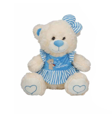 8334 Oturan Çizgili Elbiseli Peluş Ayı 40 cm -Sunman