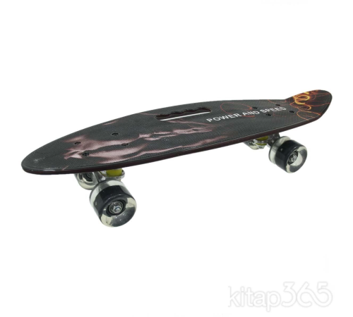 885 Desenli Orta Boy Işıklı Kaykay 60 cm