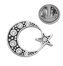 925 Ayar Gümüş Ay Yıldız Rozet T8668 (336336)