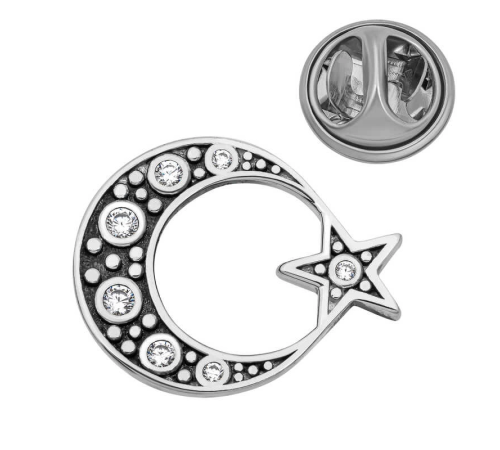 925 Ayar Gümüş Ay Yıldız Rozet T8668 (336336) 925 Ayar Gümüş Ay Yıldız Rozet T8668 (336336)