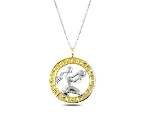 ​925 Ayar Gümüş Gold Başak Burcu Kadın Gümüş Kolye (T4927) (336336)