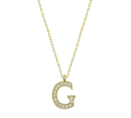 925 Ayar Gümüş Gold G Harfi Kadın Gümüş Kolye (T6613) (336336)