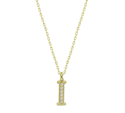 925 Ayar Gümüş Gold İ Harfi Kadın Gümüş Kolye (T6616) (336336)