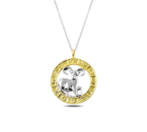 925 Ayar Gümüş Gold Koç Burcu Kadın Gümüş Kolye (T4921) (336336)