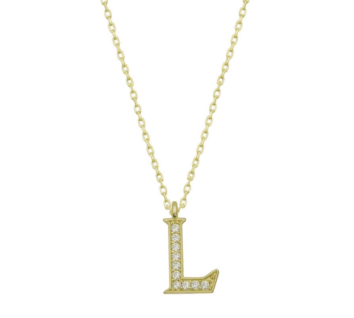 925 Ayar Gümüş Gold L Harfi Kadın Gümüş Kolye (T6619) (336336)