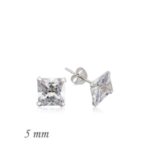 925 Ayar Gümüş Kare Tek Taş Zirkon Küpe - 5 mm (EA1160232) (336336)