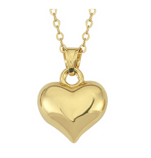925 Ayar Gümüş Küçük 3 Boyutlu Gold Kalp Kadın Kolye (T7770) (336336)