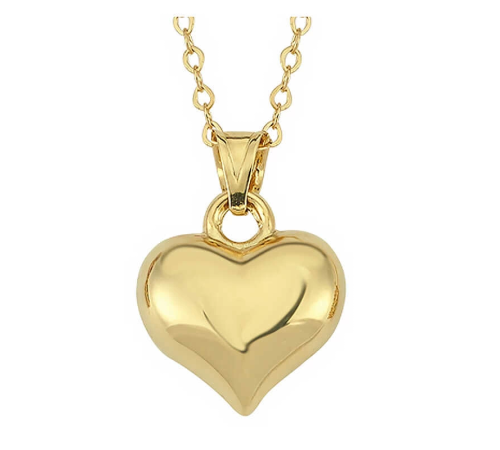 925 Ayar Gümüş Küçük 3 Boyutlu Gold Kalp Kadın Kolye (T7770) (336336)