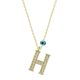 925 Ayar Gümüş Nazar Gold H Harfi Kadın Gümüş Kolye (T6783) (336336)