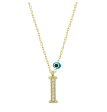 925 Ayar Gümüş Nazar Gold  I Harfi Kadın Gümüş Kolye (T6784) (336336)