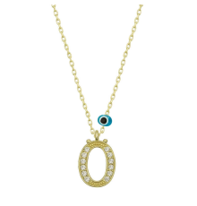 925 Ayar Gümüş Nazar Gold Ö Harfi Kadın Gümüş Kolye (T6792) (336336)