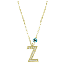 925 Ayar Gümüş Nazar Gold Z Harfi Kadın Gümüş Kolye (T6802) (336336)