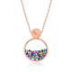 ​925 Ayar Gümüş Rose Mix Taşlı Çiğ Damlası Kadın Gümüş Kolye (T4893) (336336)