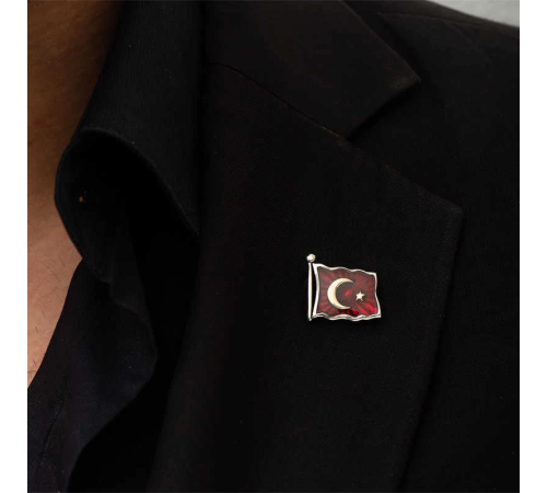925 Ayar Gümüş Türk Bayrağı Rozet T4460 (336336) 925 Ayar Gümüş Türk Bayrağı Rozet T4460 (336336)