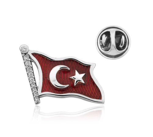 925 Ayar Gümüş Türk Bayrağı Rozet T4635 (336336) 925 Ayar Gümüş Türk Bayrağı Rozet T4635 (336336)