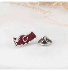 925 Ayar Gümüş Türkiye Haritası Rozet T8573 (336336)