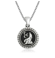 925 Ayar Gümüş Üç Hilal Kurt Gümüş Kolye T4723 (336336)