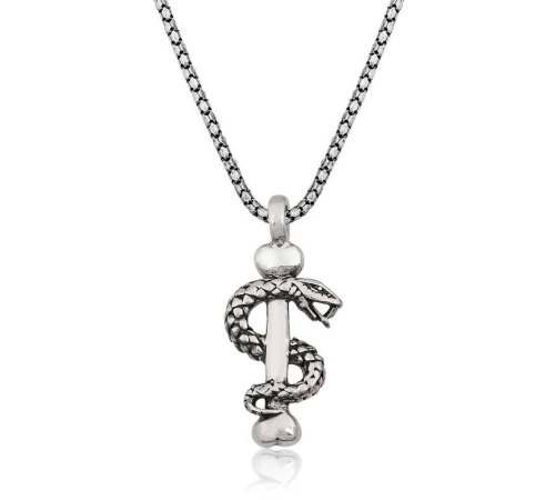 925 Ayar Gümüş Yılan Erkek Gümüş Kolye (T4365) (336336)