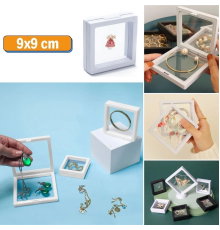 9x9 cm Standlı 3D Takı Ziynet Hatıra Koleksiyon Saklama Kutusu Şeffaf Film Çerçevesi