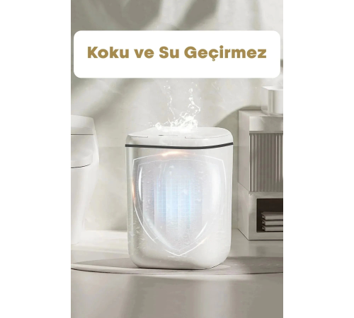 Akıllı Teknolojik Sensörlü Çöp Kovası Işık Antibakteriyel Koku Geçirmez Mutfak Banyo Wc Ofis 20l Uv