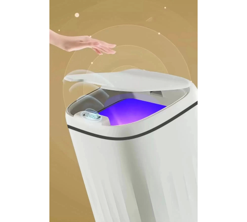 Akıllı Teknolojik Sensörlü Çöp Kovası Işık Antibakteriyel Koku Geçirmez Ofis Banyo Mutfak 20l Uv