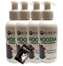 Allied Life Sciences Hoodia Herbal Extracts Hot Slimming & Tightening Gel 150 ml x 4 adet + Jel