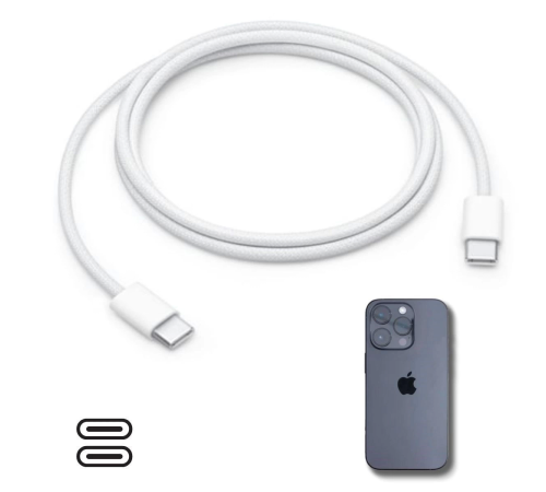 Apple 15/15 Pro Type-C to Type-C Hasır Örgü Hızlı Şarj Kablosu (1m)