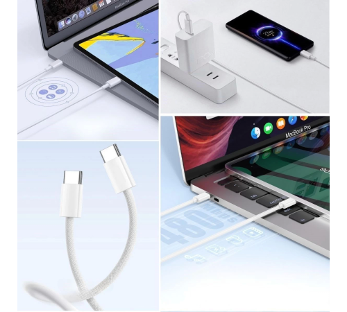 Apple 15/15 Pro Type-C to Type-C Hasır Örgü Hızlı Şarj Kablosu (1m)