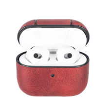 Apple AirPods 3.nesil Uyumlu Deri Kılıf Juni AA4 Kırmızı